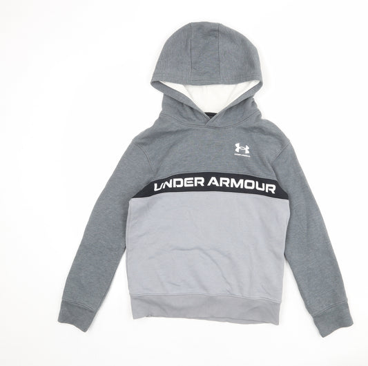 Under armour Boys Grey Cotton Pullover Hoodie Size M Pullover