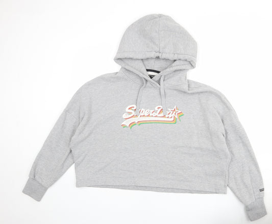 Superdry Womens Grey Cotton Pullover Hoodie Size 18 Pullover