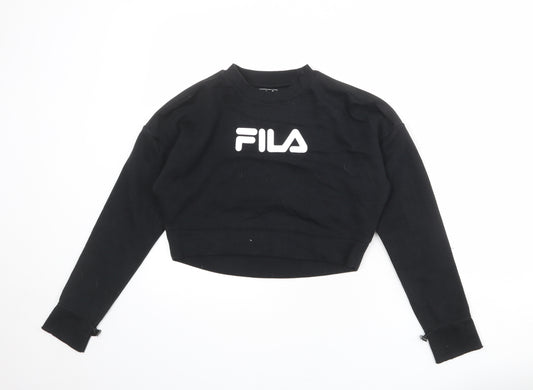 FILA Womens Black Polyester Pullover Sweatshirt Size XS Pullover
