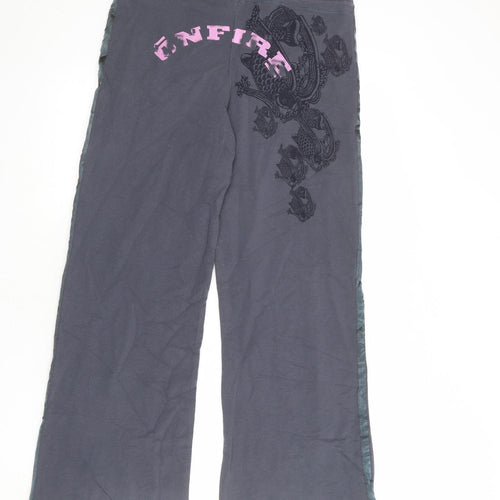 Onfire Womens Grey Cotton Jogger Trousers Size S L30 in Regular Drawstring