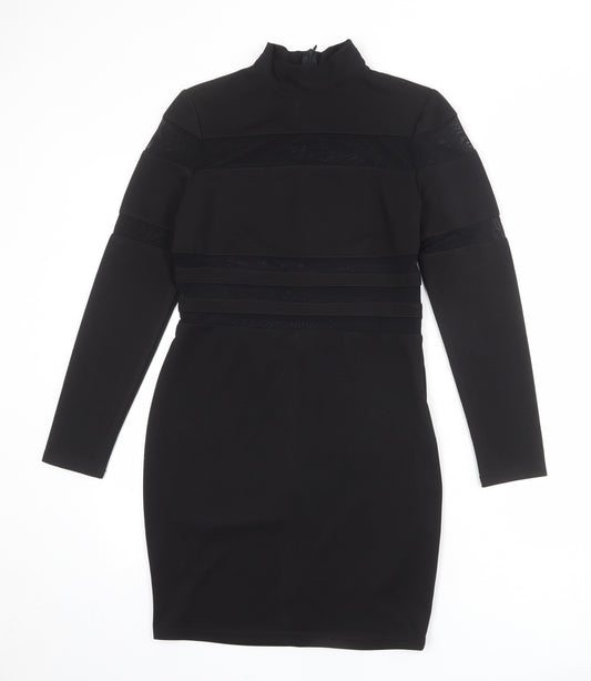 NaaNaa Womens Black Polyester Pencil Dress Size 12 Mock Neck Zip