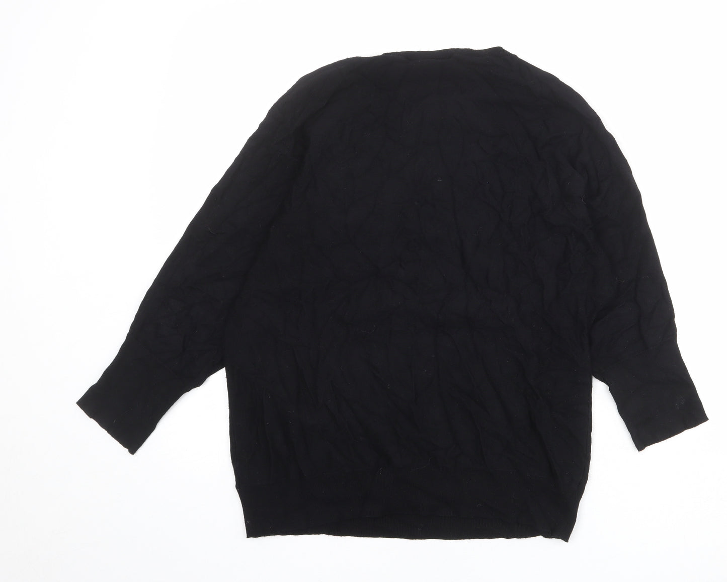 Wallis Womens Black Round Neck Viscose Pullover Jumper Size M
