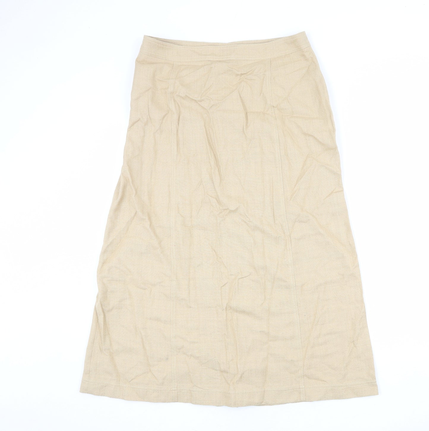 Penny Plain Womens Beige Cotton A-Line Skirt Size 14 Button