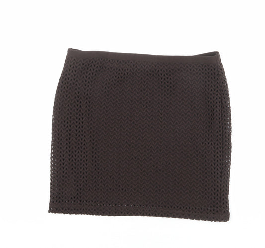 Zara Womens Brown Geometric Polyester Bandage Skirt Size L