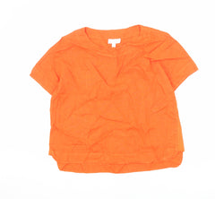 The White Company Womens Orange Linen Basic Blouse Size 12 Round Neck