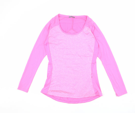 Elle Sport Womens Pink Polyester Basic T-Shirt Size S Scoop Neck Pullover