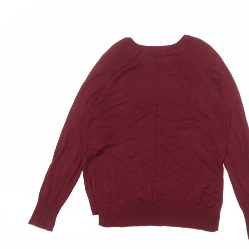 Zara Womens Red Round Neck Viscose Pullover Jumper Size S