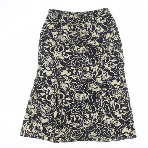 Oscar B Womens Black Floral Polyester Swing Skirt Size 18