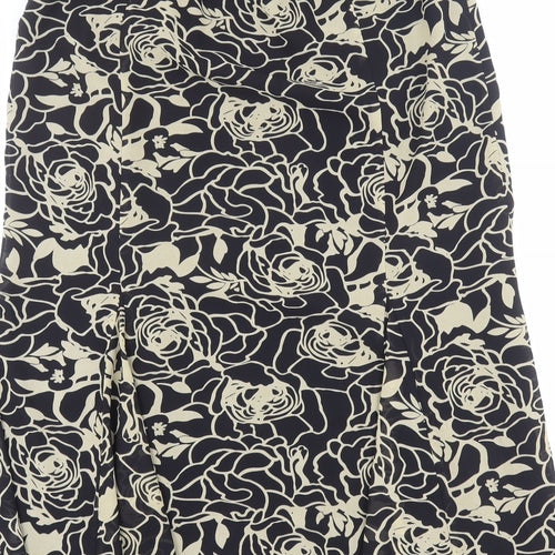 Oscar B Womens Black Floral Polyester Swing Skirt Size 18