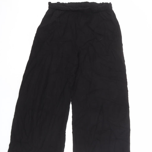 H&M Womens Black Viscose Trousers Size S L25 in Regular