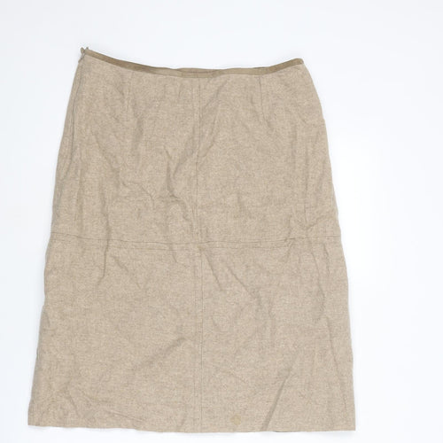 Coast Womens Beige Wool A-Line Skirt Size 14 Zip