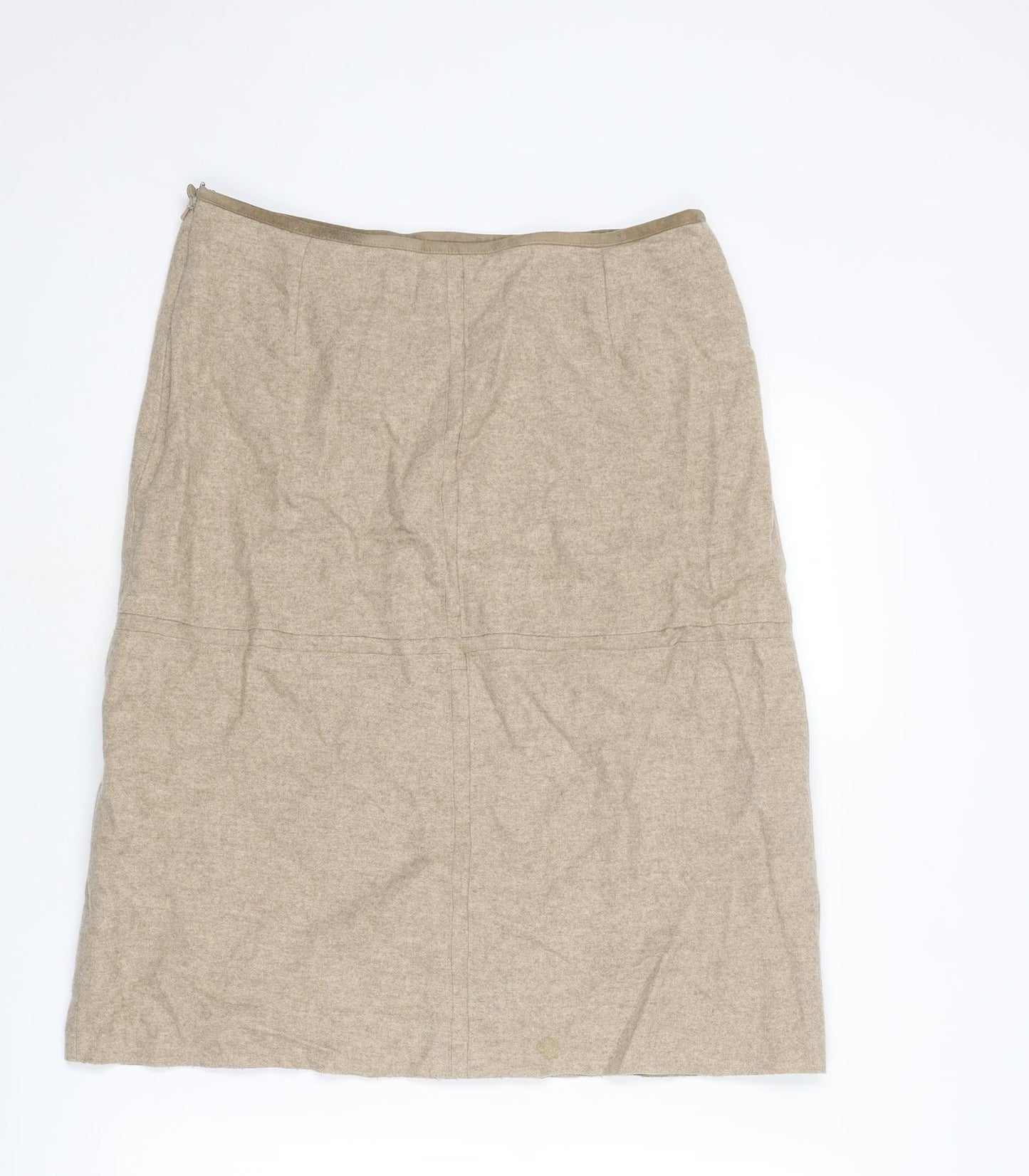 Coast Womens Beige Wool A-Line Skirt Size 14 Zip