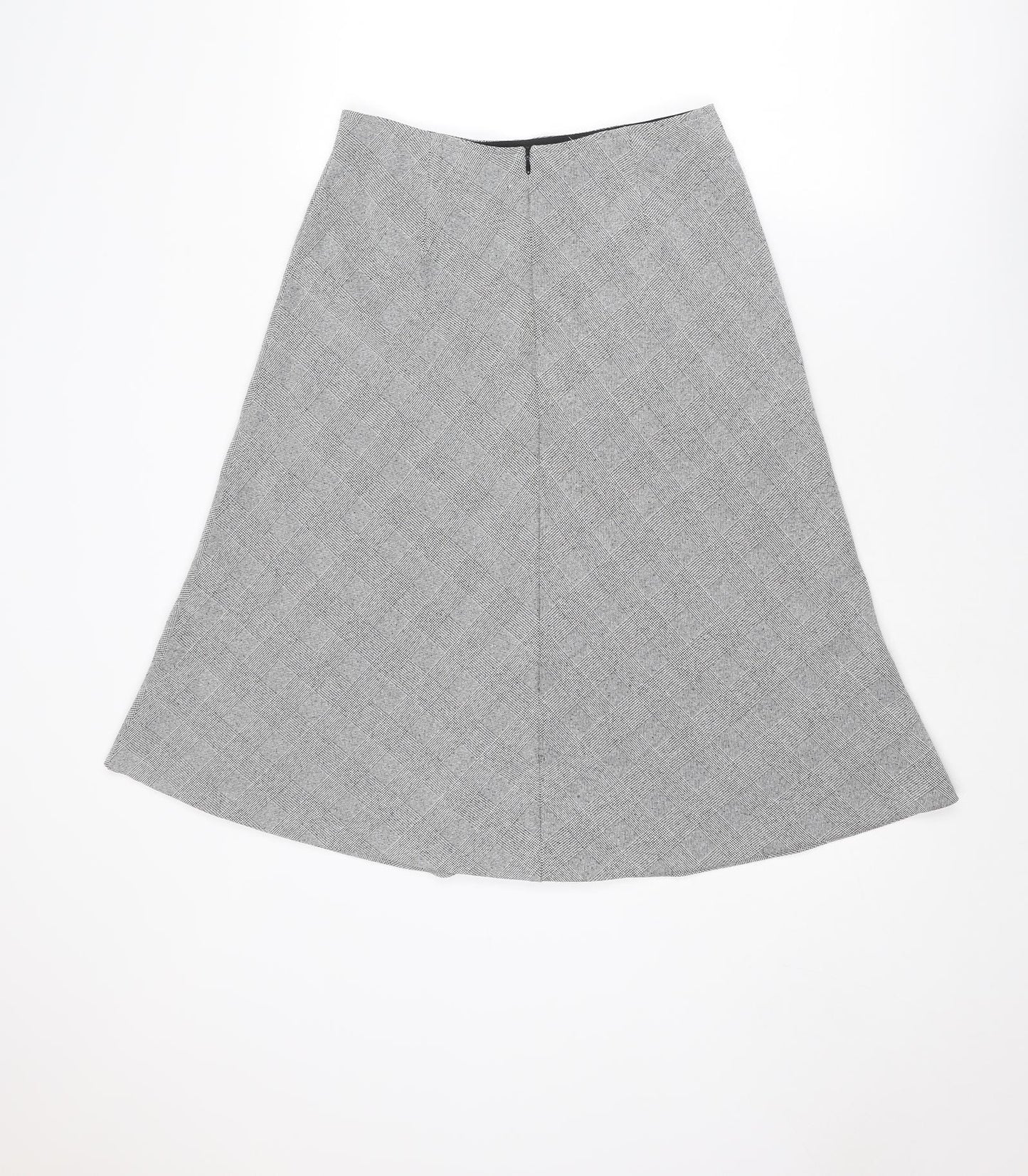 H&M Womens Grey Plaid Polyester A-Line Skirt Size 10 Zip
