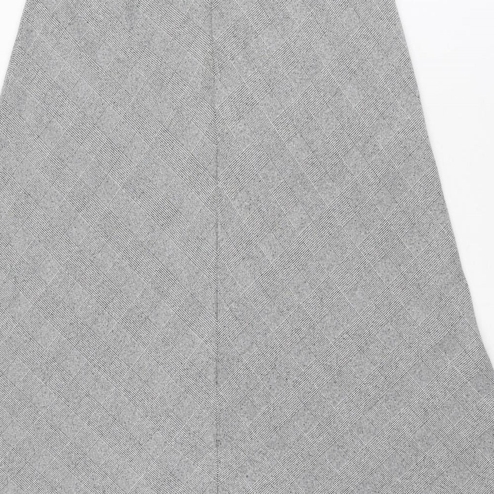 H&M Womens Grey Plaid Polyester A-Line Skirt Size 10 Zip