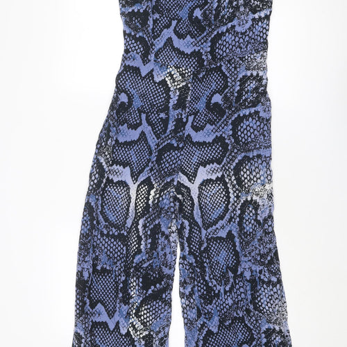 Dorothy Perkins Womens Purple Animal Print Viscose Jumpsuit One-Piece Size 8 Zip - Snakeskin Pattern