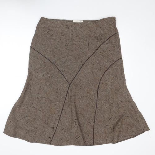 EWM Womens Brown Floral Polyester A-Line Skirt Size 18 Zip