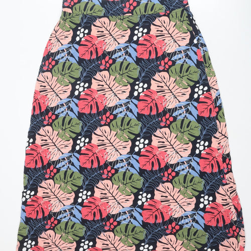 Mountain Warehouse Womens Multicoloured Geometric Cotton A-Line Skirt Size 6 - Leaf pattern