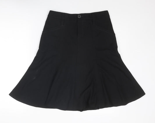 Zara Womens Black Polyester Swing Skirt Size 10 Zip