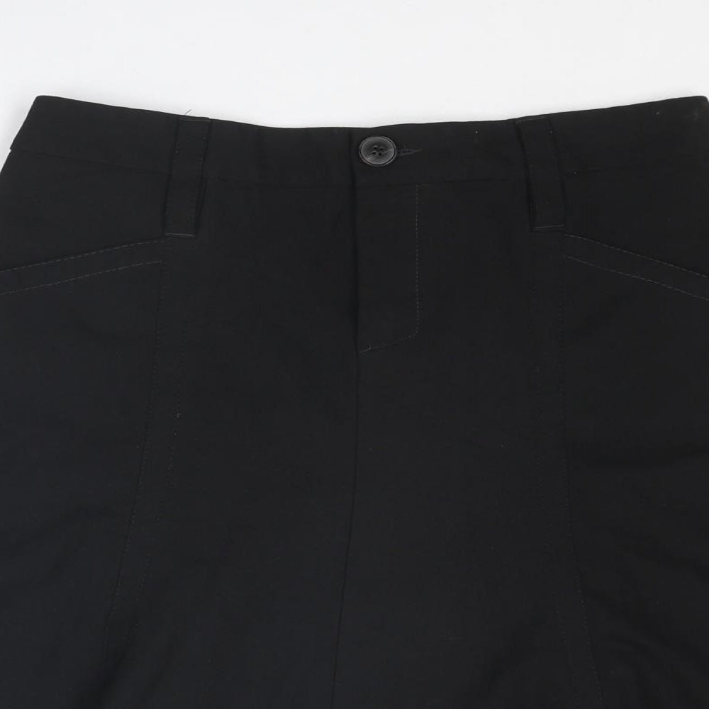 Zara Womens Black Polyester Swing Skirt Size 10 Zip