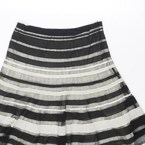 Coast Womens Black Striped Polyester Swing Skirt Size 10 Zip