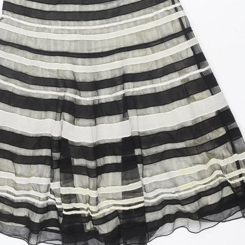 Coast Womens Black Striped Polyester Swing Skirt Size 10 Zip