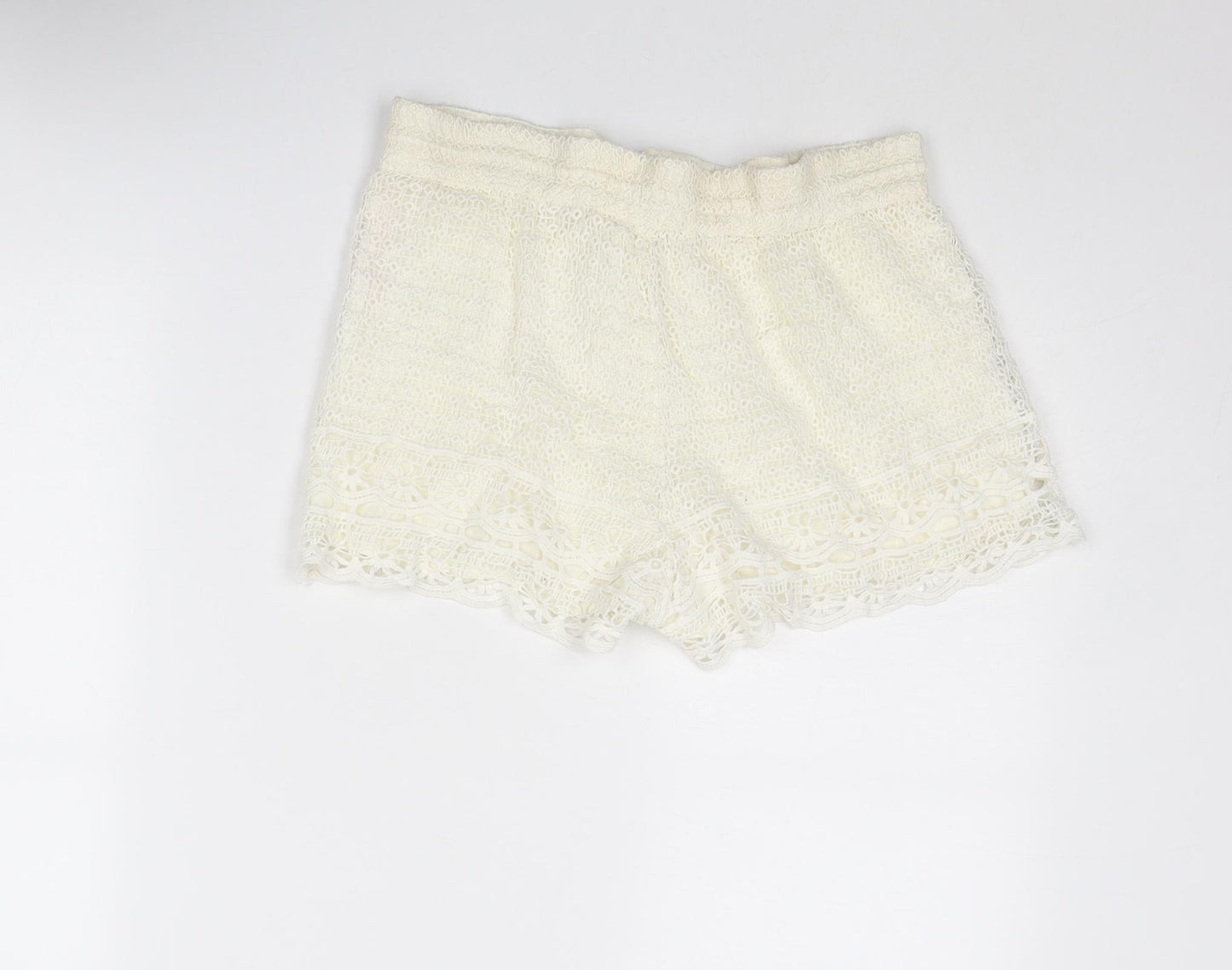 Jack Wills Womens Ivory Cotton Basic Shorts Size 6 L3 in Regular Drawstring