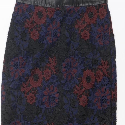 Topshop Womens Multicoloured Floral Polyester A-Line Skirt Size 8 Zip