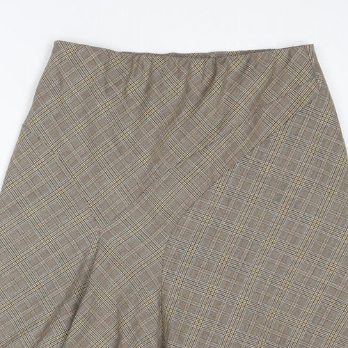 Minosa Womens Brown Plaid Wool Swing Skirt Size 14