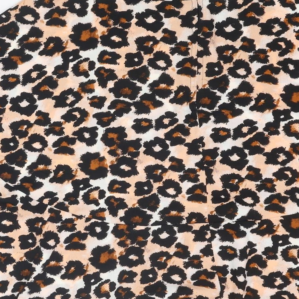 H&M Womens Multicoloured Animal Print Polyester Skater Skirt Size 6 Zip - Leopard pattern