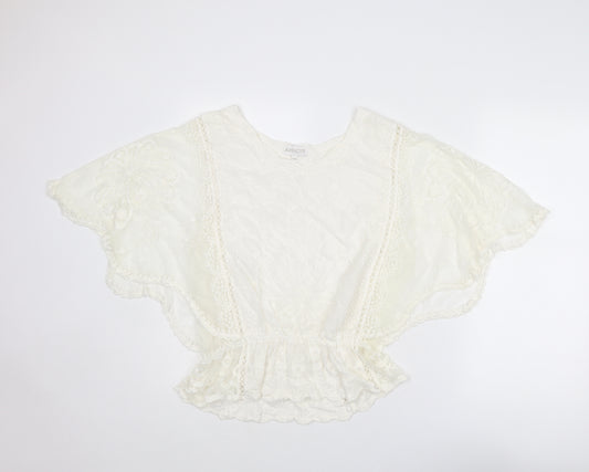 Apricot Womens Ivory Polyester Basic Blouse Size S Round Neck - Peplum