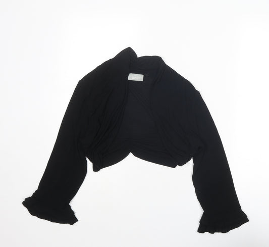 Wallis Womens Black V-Neck Viscose Cardigan Jumper Size L - Cropped