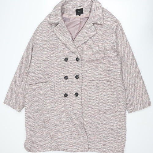 NEXT Womens Purple Geometric Overcoat Coat Size 22 Button