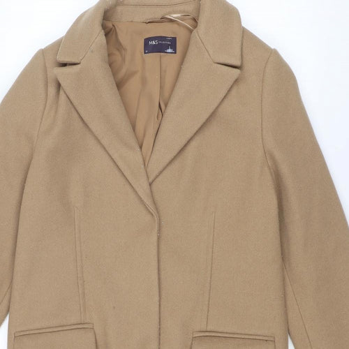 Marks and Spencer Womens Beige Overcoat Coat Size 10 Snap