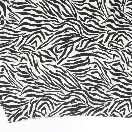 Marks and Spencer Womens White Round Neck Animal Print Viscose Cardigan Jumper Size 16 - Zebra Print