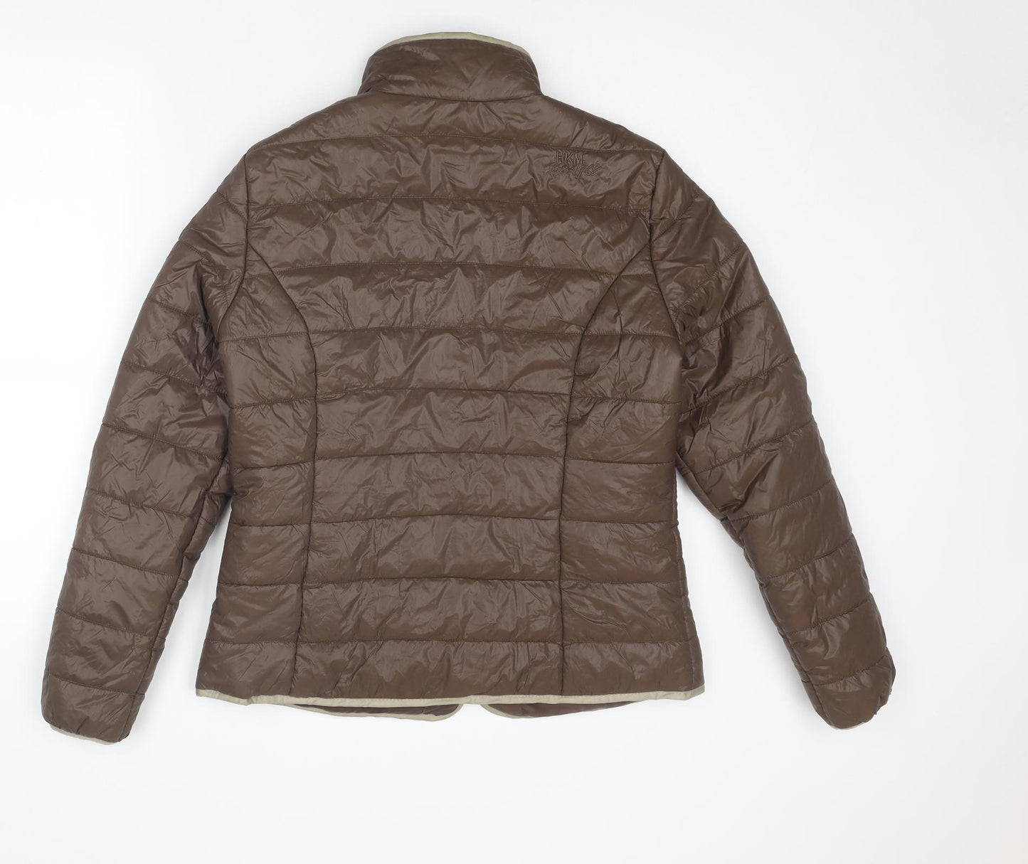 HKM Sports Womens Brown Quilted Jacket Size M Zip