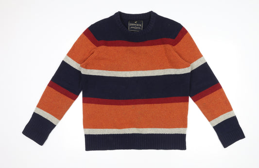 Howick Mens Multicoloured Round Neck Striped Wool Pullover Jumper Size M Long Sleeve
