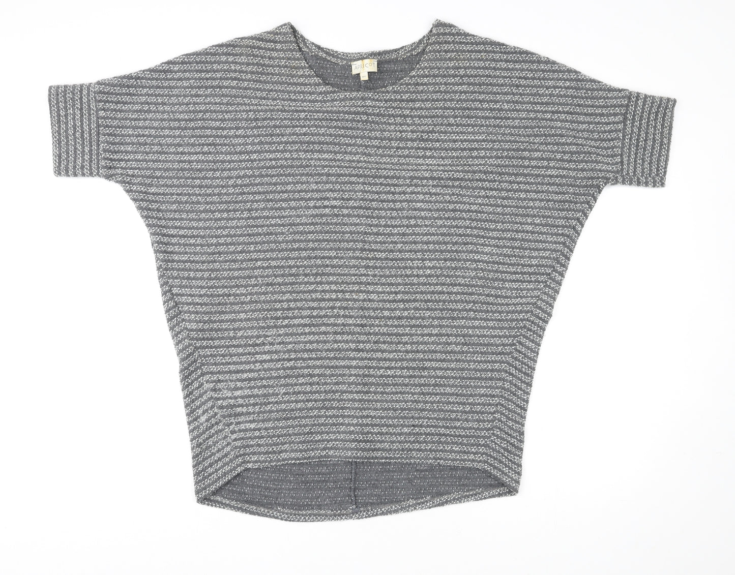 Apricot Womens Grey Round Neck Striped Acrylic Pullover Jumper Size M - Size M-L
