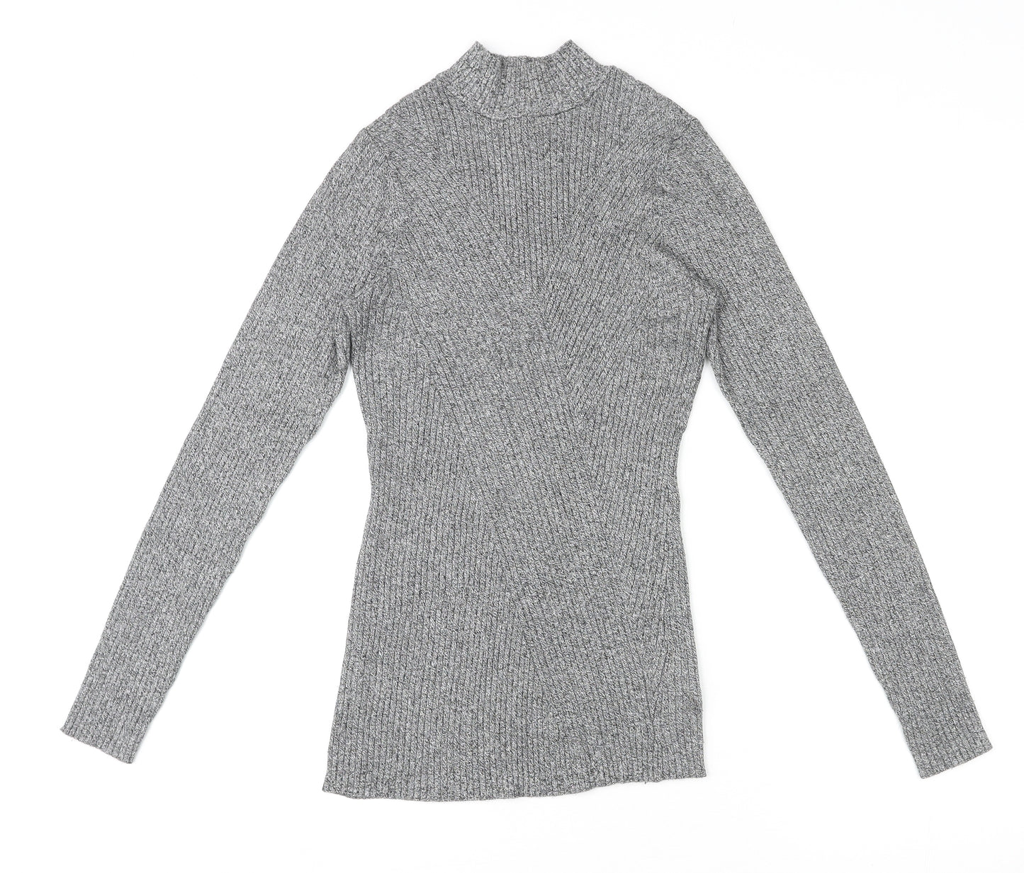 H&M Womens Grey High Neck Viscose Pullover Jumper Size S