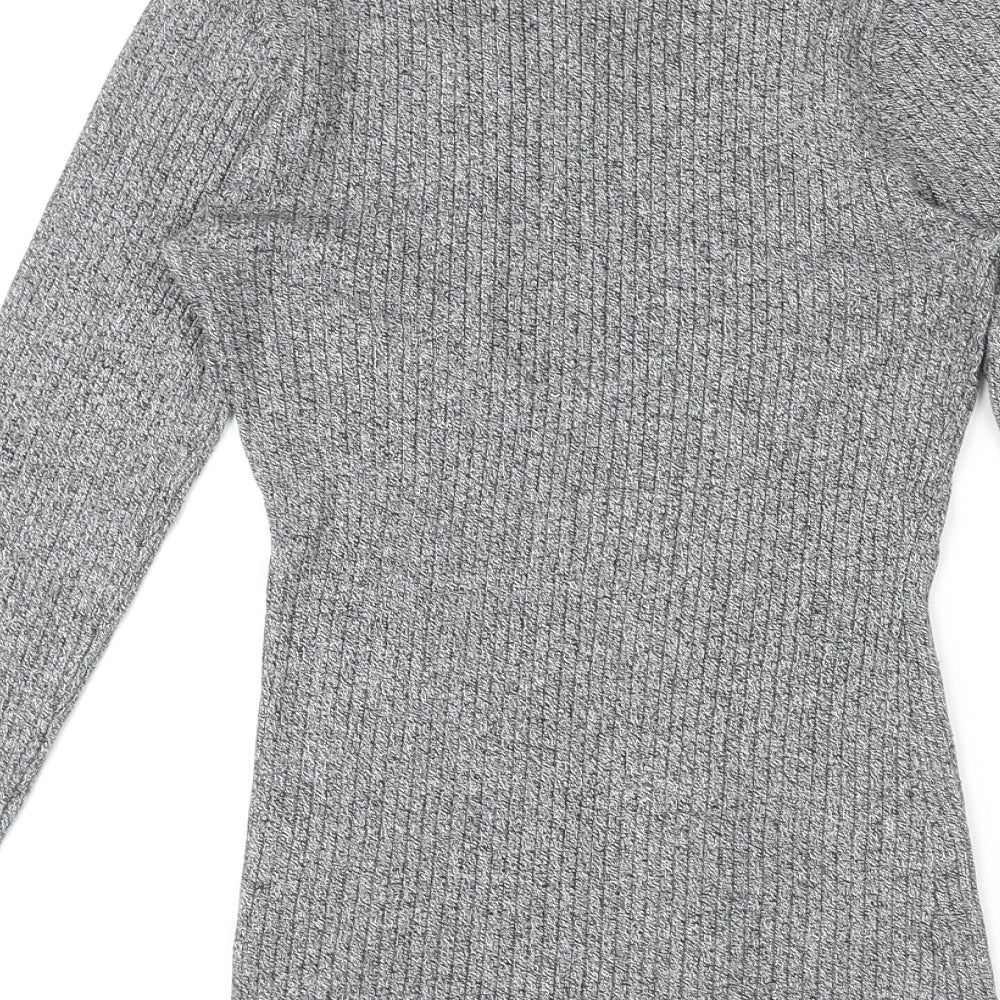 H&M Womens Grey High Neck Viscose Pullover Jumper Size S