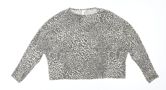 H&M Womens Multicoloured Round Neck Animal Print Polyester Pullover Jumper Size M - Leopard Print