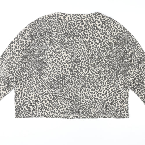 H&M Womens Multicoloured Round Neck Animal Print Polyester Pullover Jumper Size M - Leopard Print