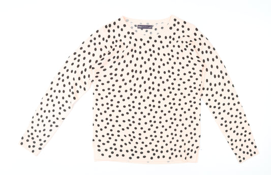 Marks and Spencer Womens Pink Round Neck Polka Dot Acrylic Pullover Jumper Size 10