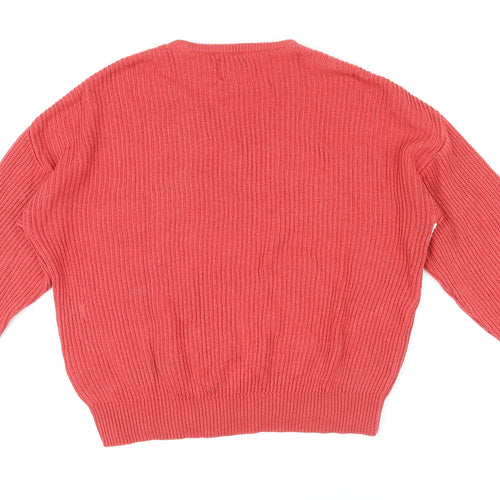 Pull&Bear Womens Red Round Neck Acrylic Pullover Jumper Size XS