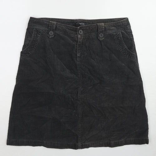 New Look Womens Grey Cotton A-Line Skirt Size 12 Zip