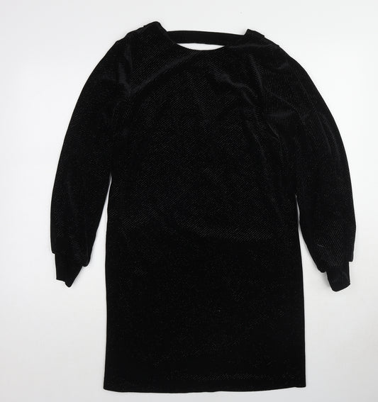 NEXT Womens Black Polyester Jumper Dress Size 8 Round Neck Pullover