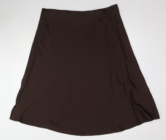 Marks and Spencer Womens Brown Polyester Swing Skirt Size 22