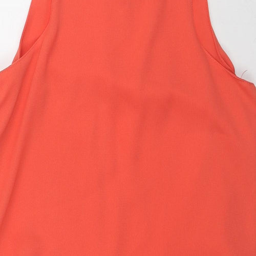 Influence Womens Red Polyester Mini Size 8 Round Neck Button - Layered