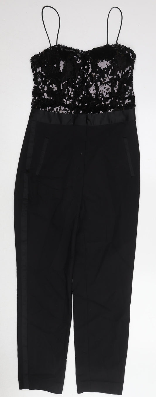 Zara Womens Black Polyester Jumpsuit One-Piece Size M L28 in Zip