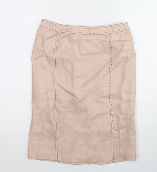 NEXT Womens Pink Ramie A-Line Skirt Size 8 Zip