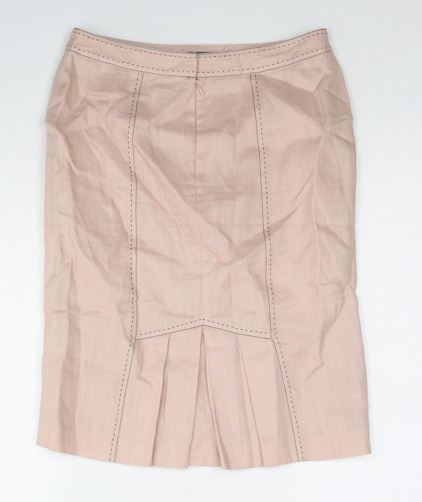 NEXT Womens Pink Ramie A-Line Skirt Size 8 Zip